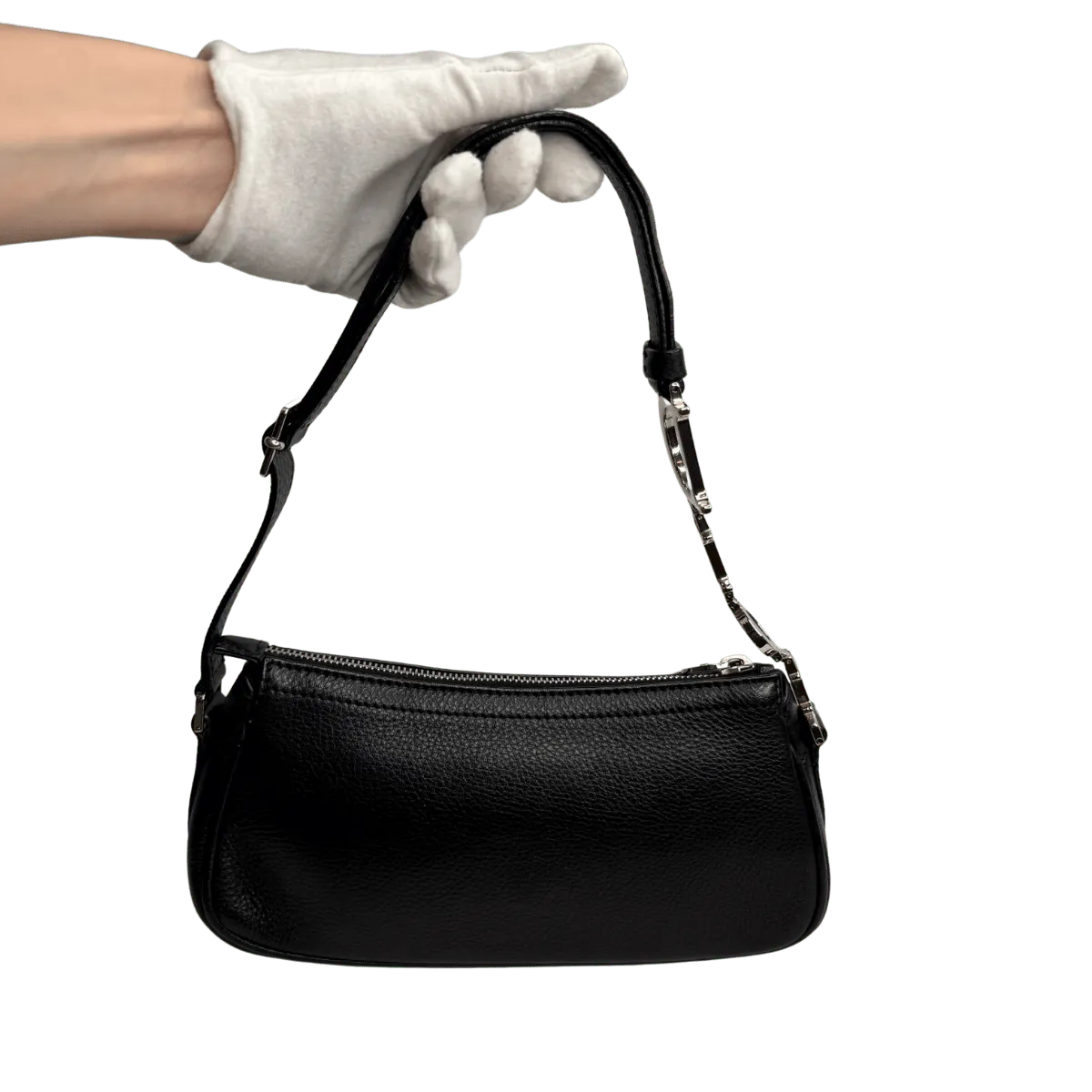 Christian Dior D Charms Black Pebbled Leather Small Pochette