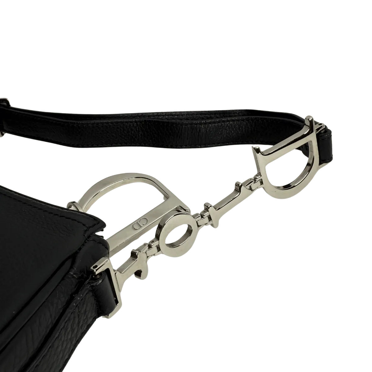 Christian Dior D Charms Black Pebbled Leather Small Pochette