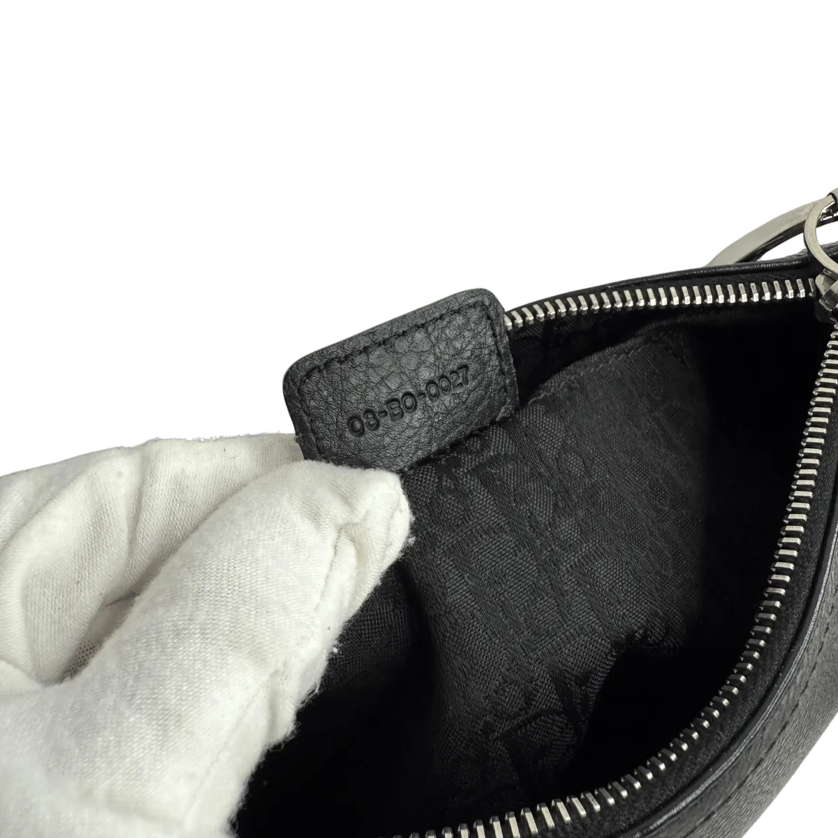 Christian Dior D Charms Black Pebbled Leather Small Pochette