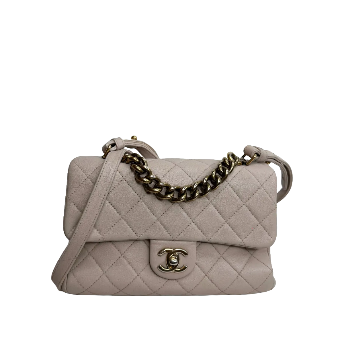 Chanel Paris-Rome Small Trapezio Flap Beige Sheepskin Leather