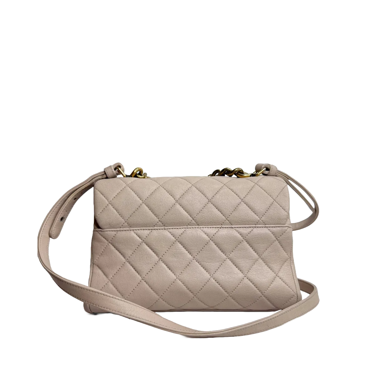 Chanel Paris-Rome Small Trapezio Flap Beige Sheepskin Leather