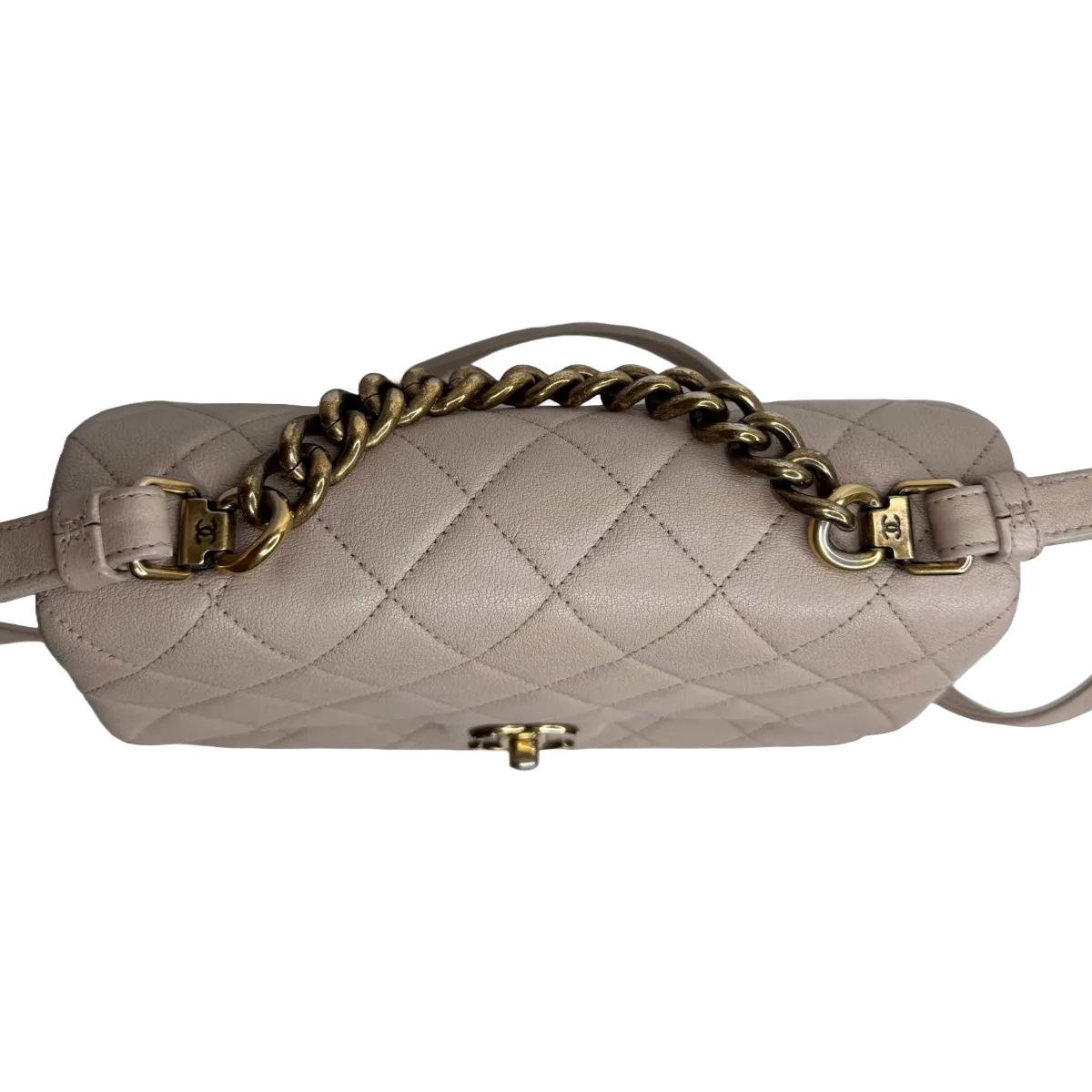 Chanel Paris-Rome Small Trapezio Flap Beige Sheepskin Leather