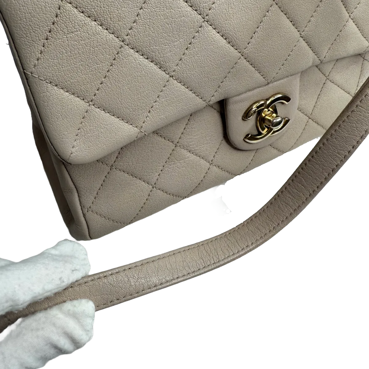 Chanel Paris-Rome Small Trapezio Flap Beige Sheepskin Leather
