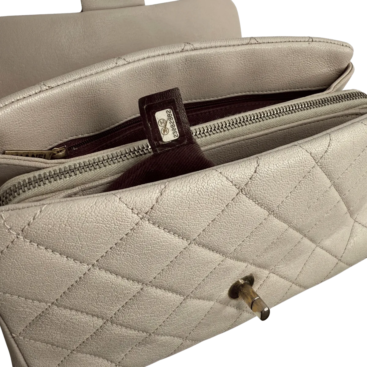 Chanel Paris-Rome Small Trapezio Flap Beige Sheepskin Leather