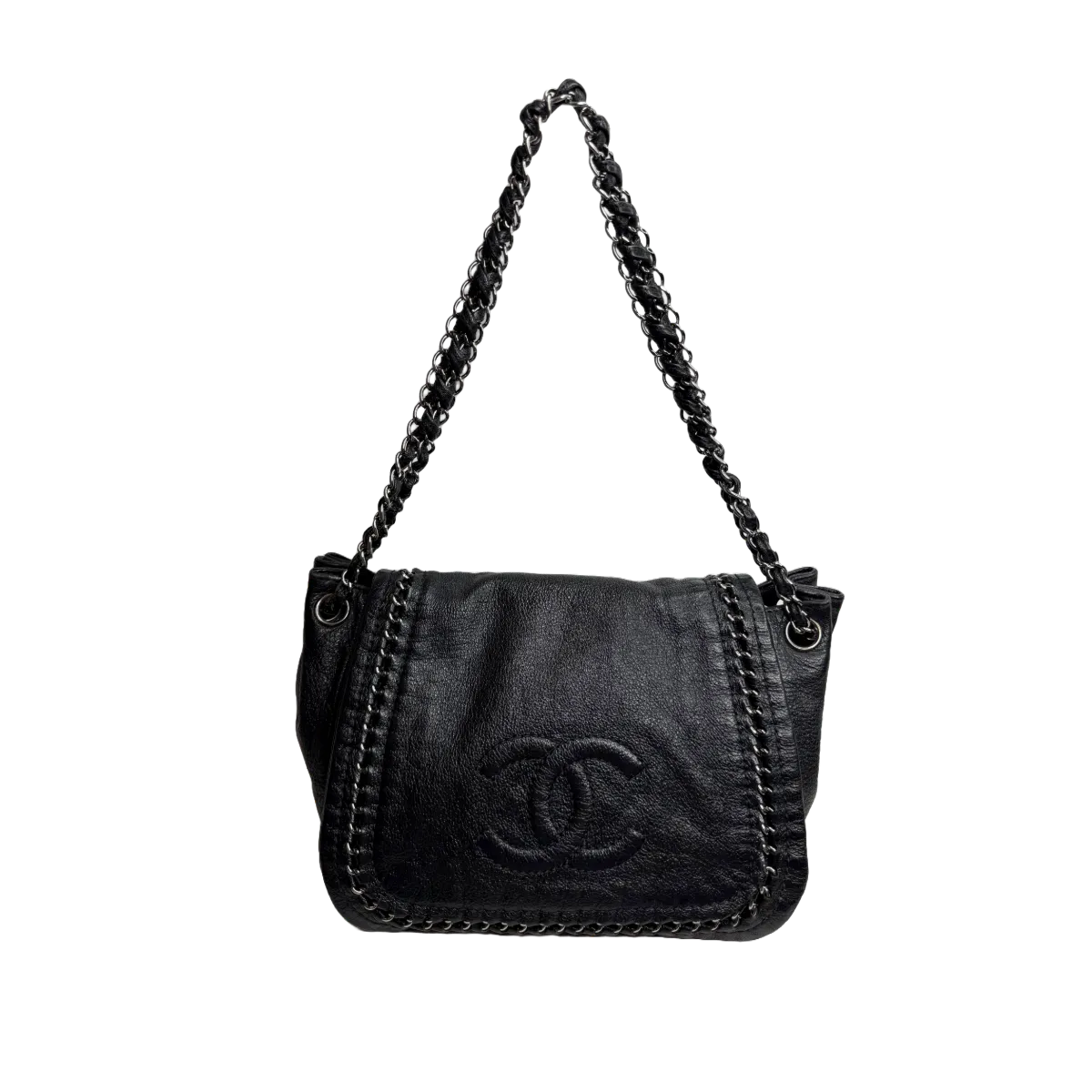 Chanel Black Calfskin Luxe Ligne Accordion Flap Bag