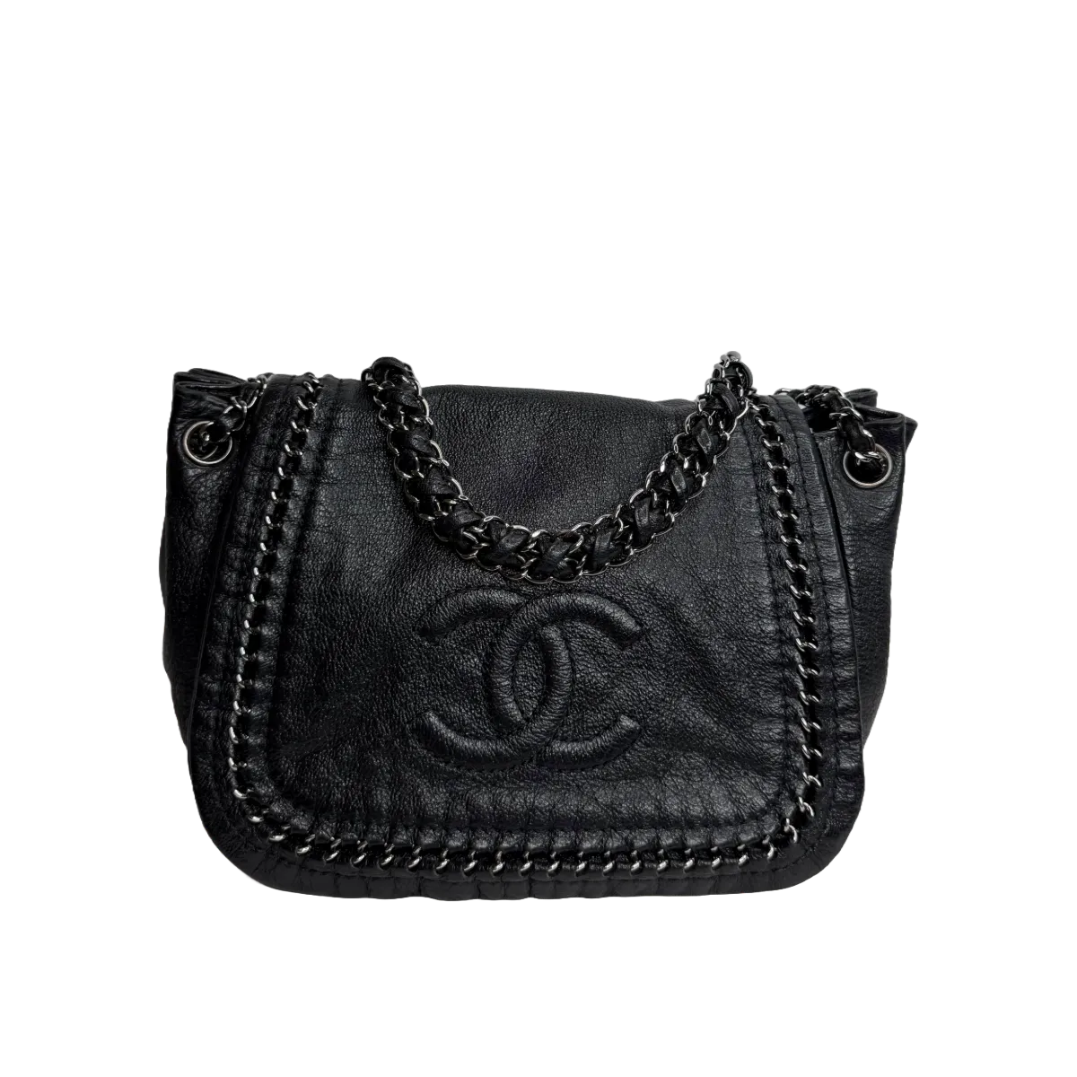 Chanel Black Calfskin Luxe Ligne Accordion Flap Bag