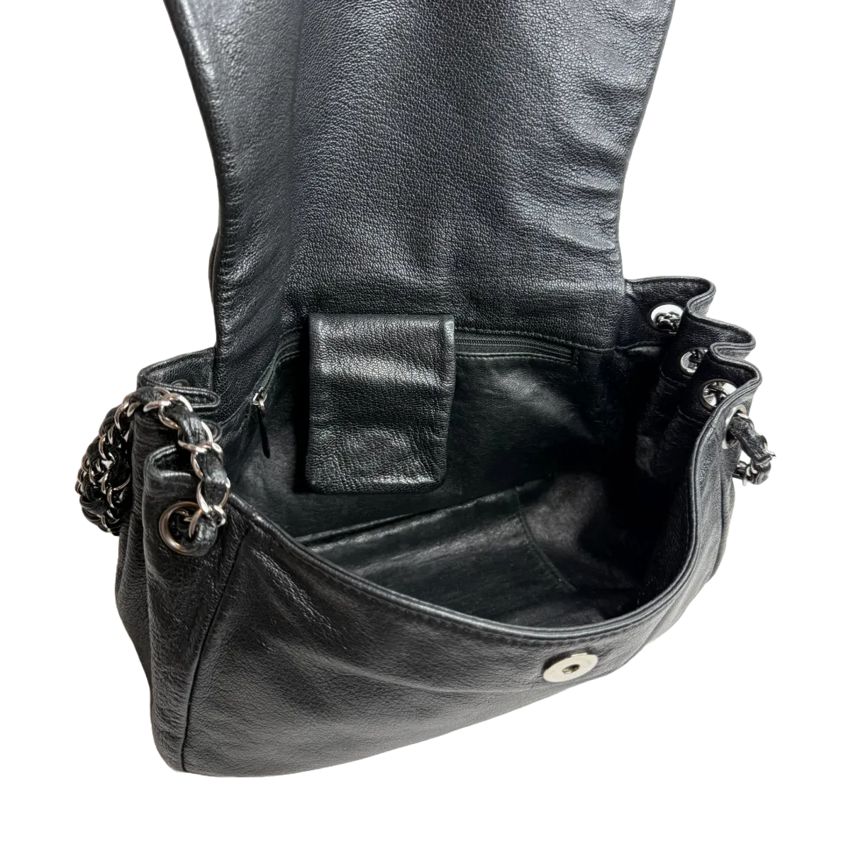 Chanel Black Calfskin Luxe Ligne Accordion Flap Bag
