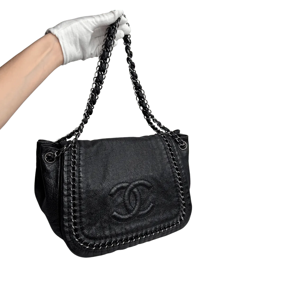 Chanel Black Calfskin Luxe Ligne Accordion Flap Bag