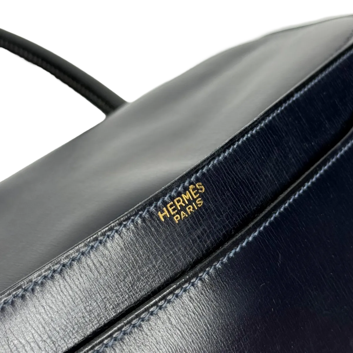 Hermès Escale Vintage 60s Navy Blue Box Leather Top Handle