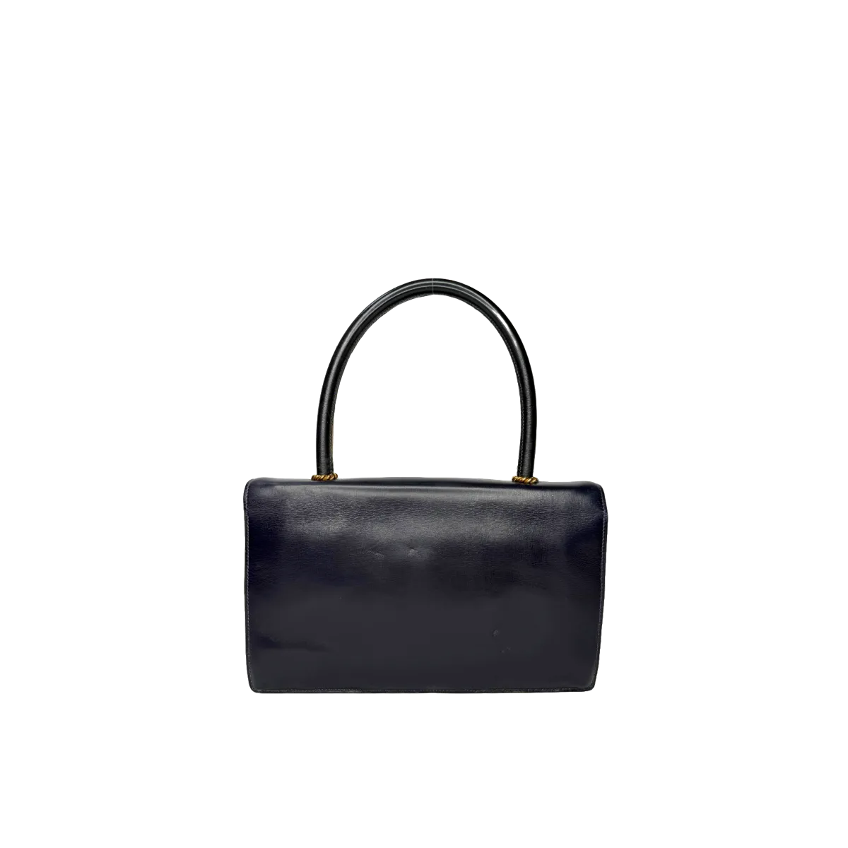 Hermès Escale Vintage 60s Navy Blue Box Leather Top Handle