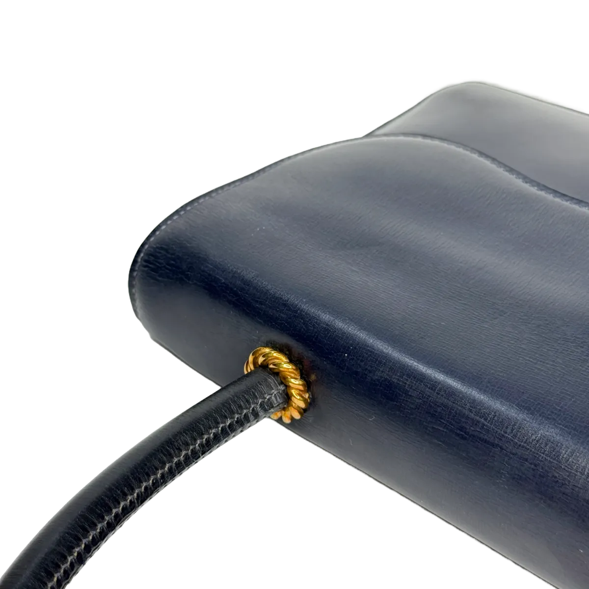 Hermès Escale Vintage 60s Navy Blue Box Leather Top Handle