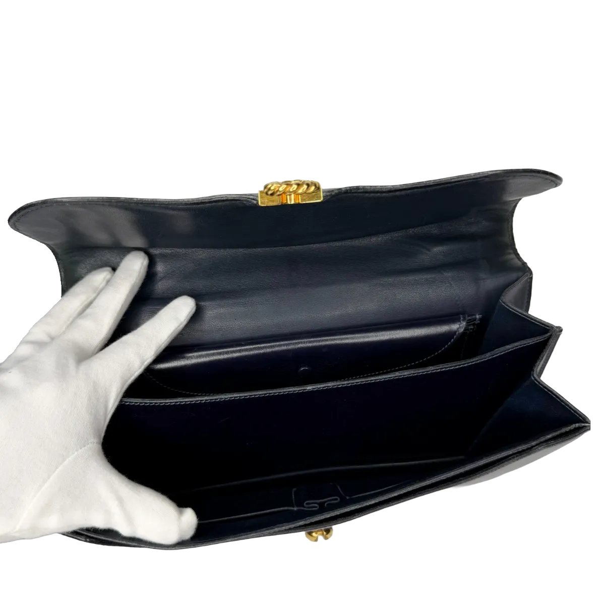 Hermès Escale Vintage 60s Navy Blue Box Leather Top Handle
