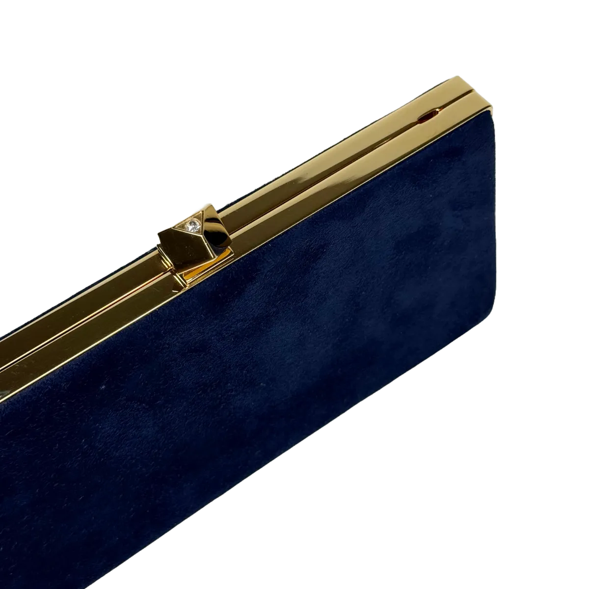 Jimmy Choo Celeste Navy Suede Clutch Bag With Cube Clasp