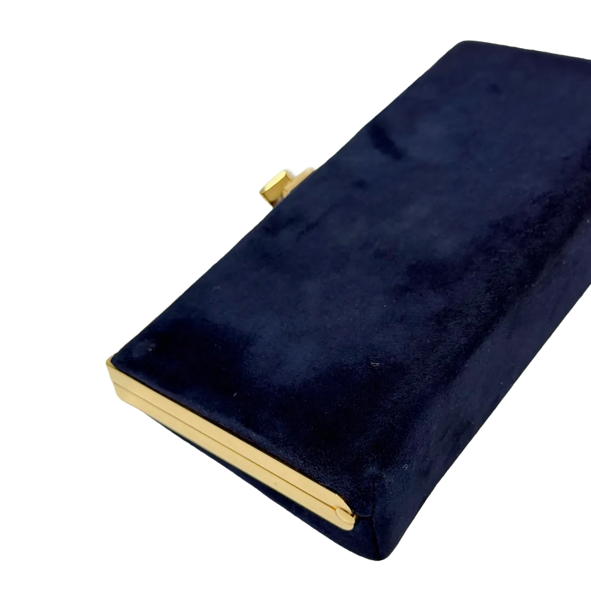 Jimmy Choo Celeste Navy Suede Clutch Bag With Cube Clasp