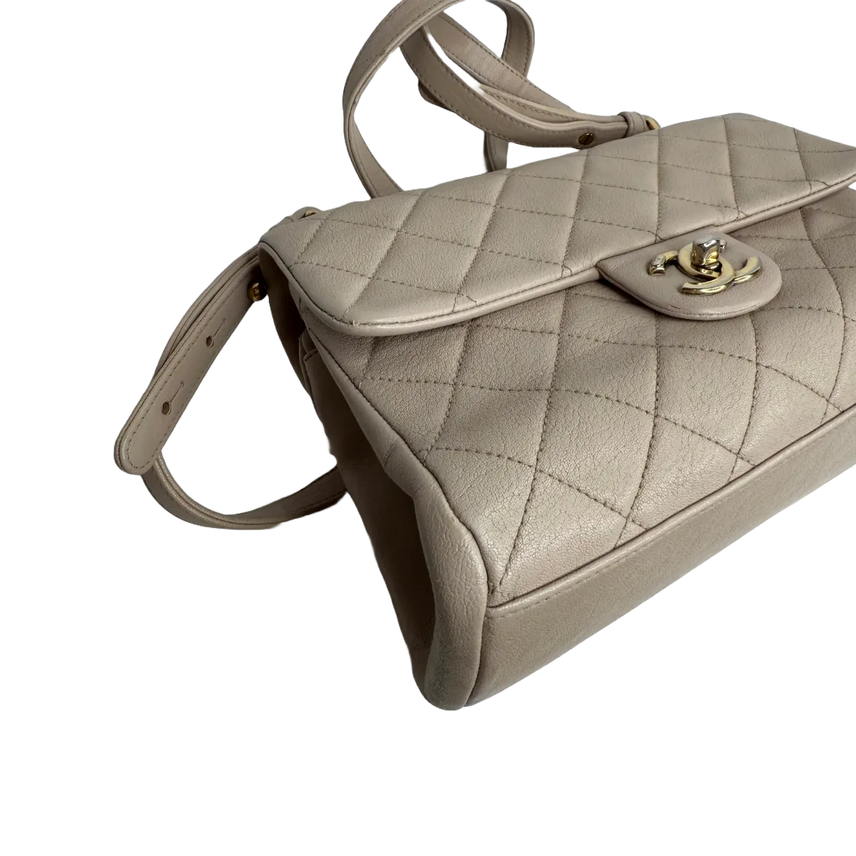 Chanel Paris-Rome Small Trapezio Flap Beige Sheepskin Leather