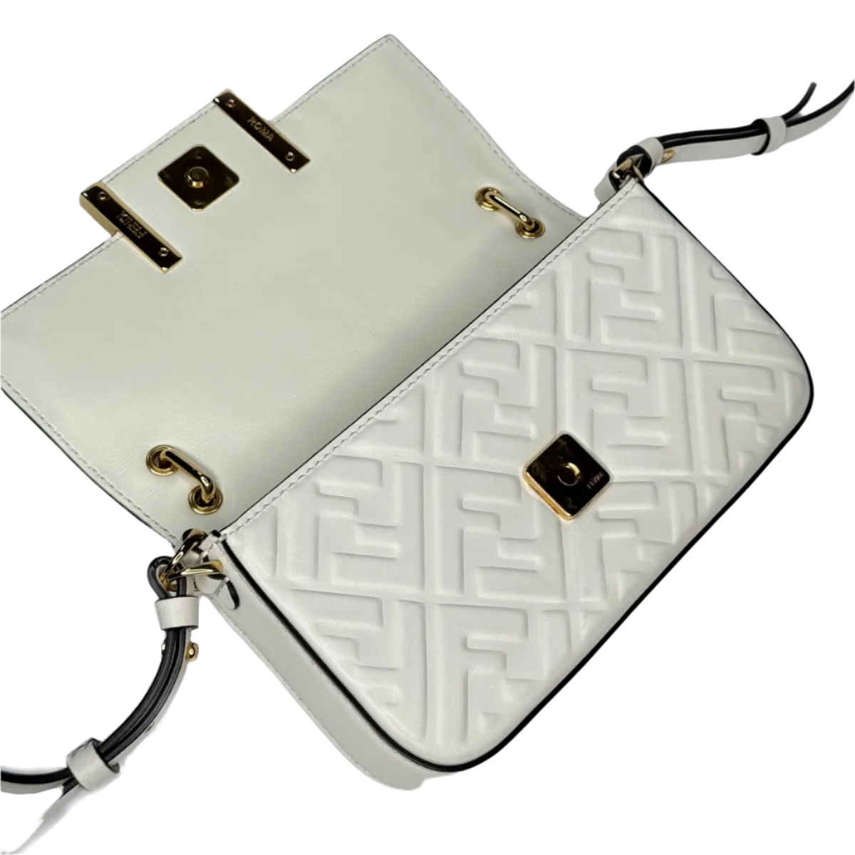 Fendi Baguette Phone Pouch White Nappa Leather