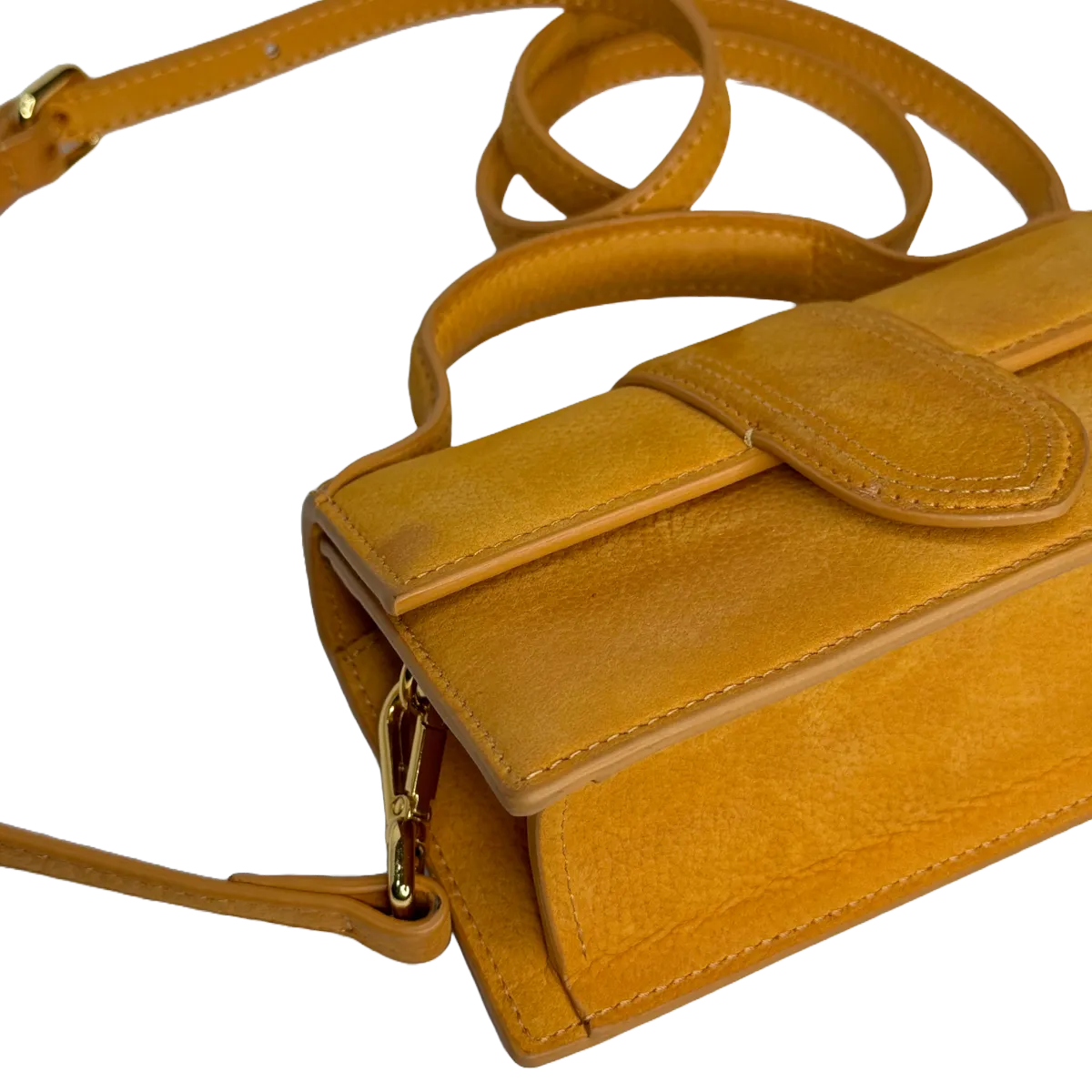 Jacquemus Orange Nubuck Leather Le Bambino Mini Top Handle