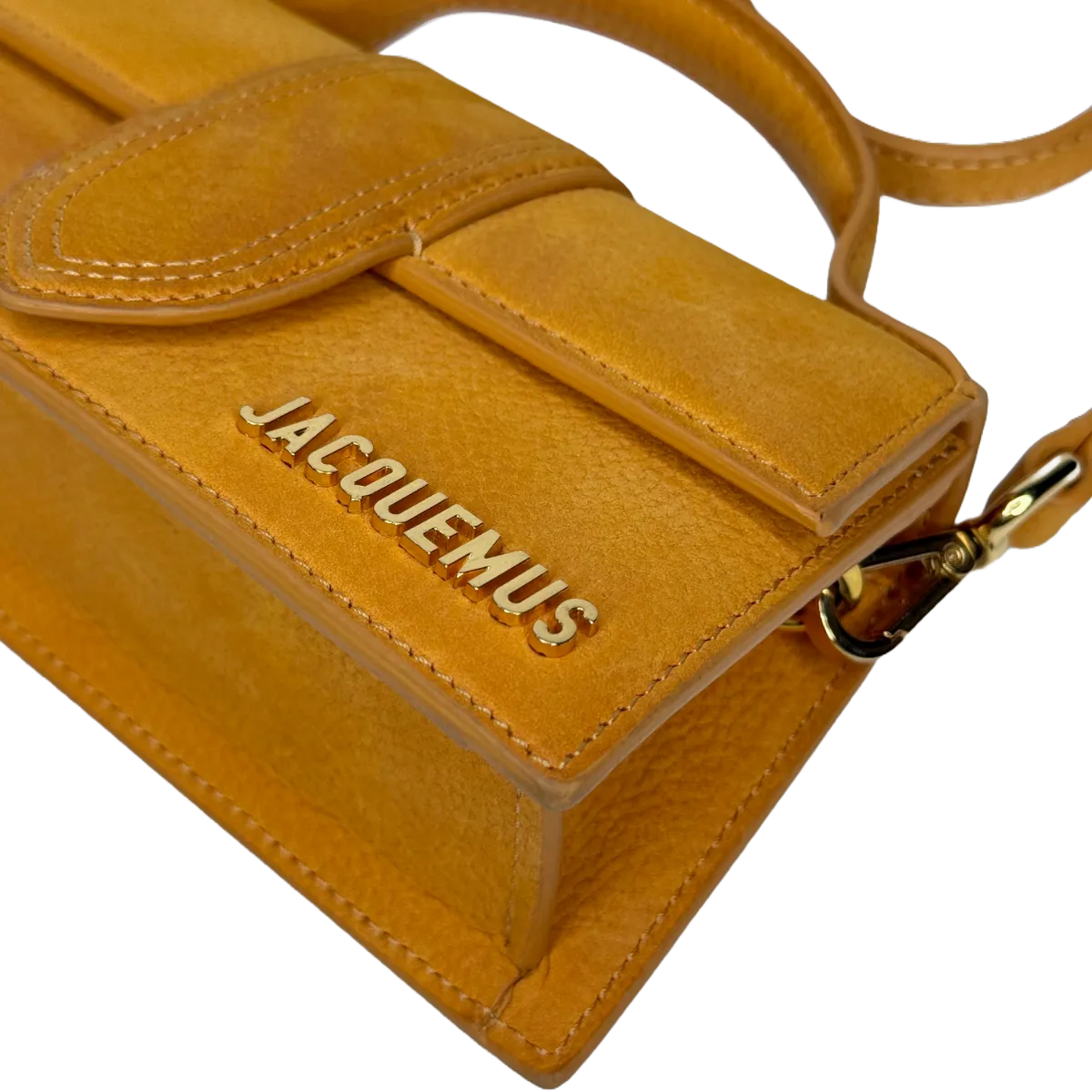 Jacquemus Orange Nubuck Leather Le Bambino Mini Top Handle