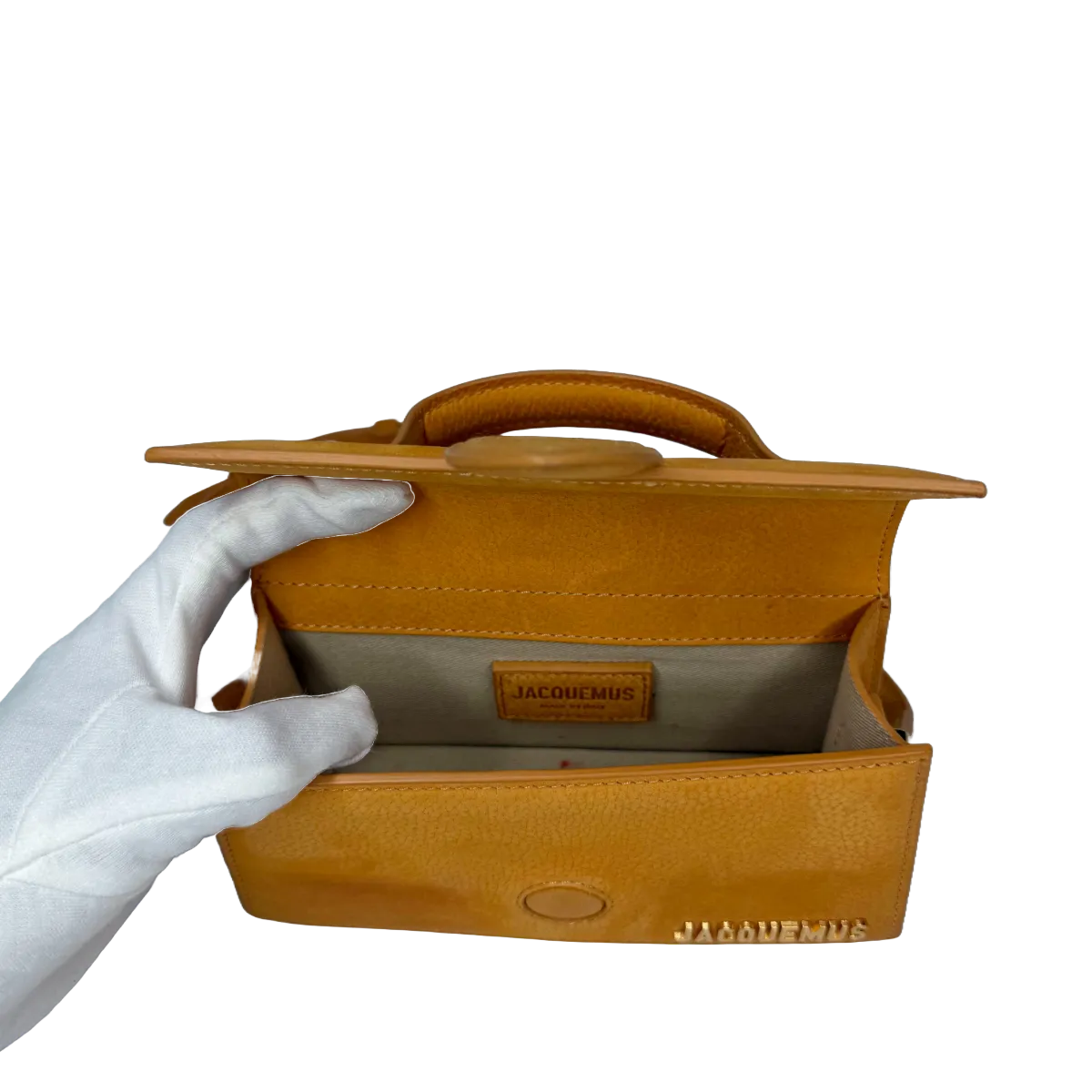 Jacquemus Orange Nubuck Leather Le Bambino Mini Top Handle
